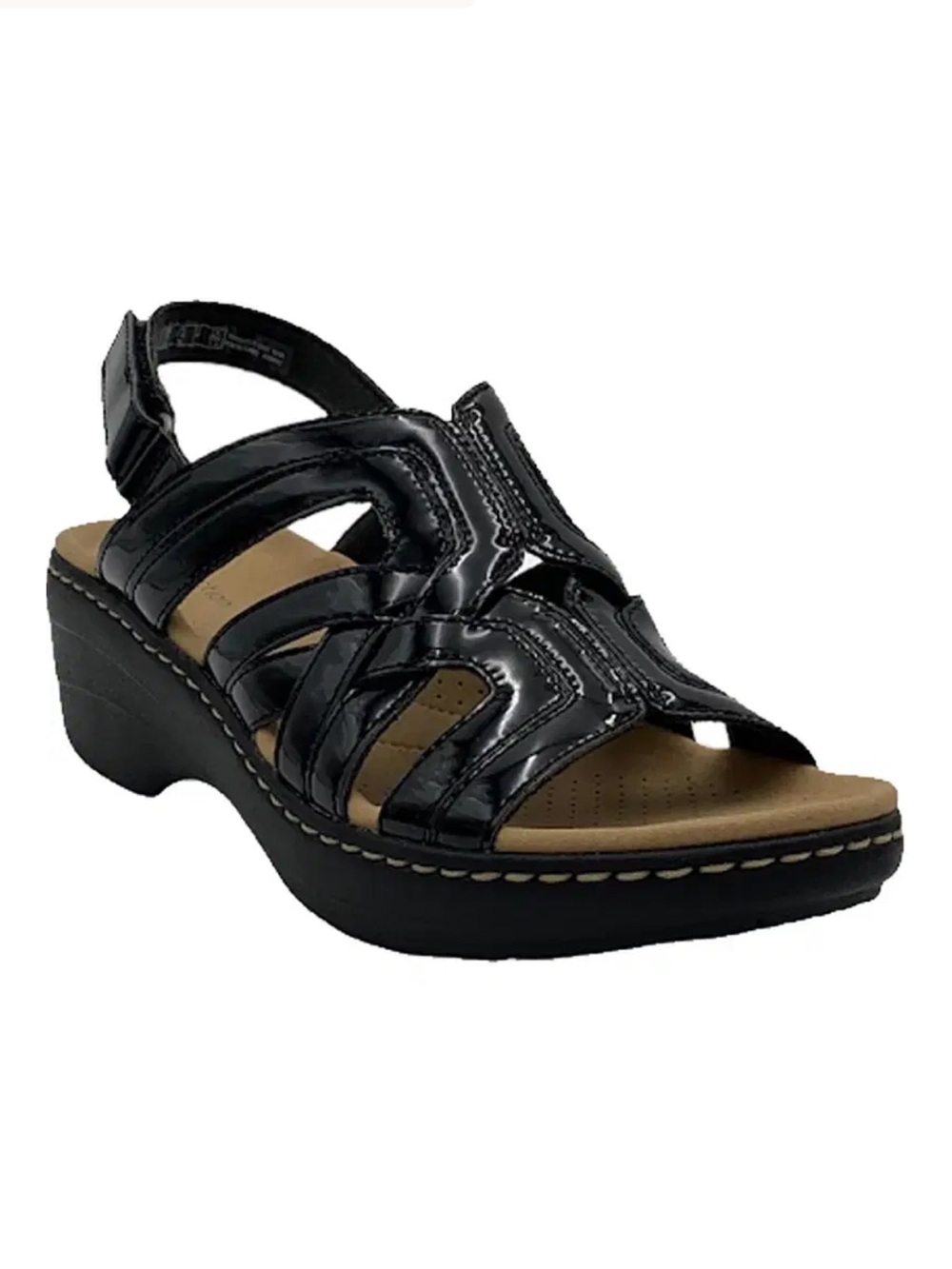 NEW Clark collection Mariah lilac Women's Black patent Slingback Sandals size 9M